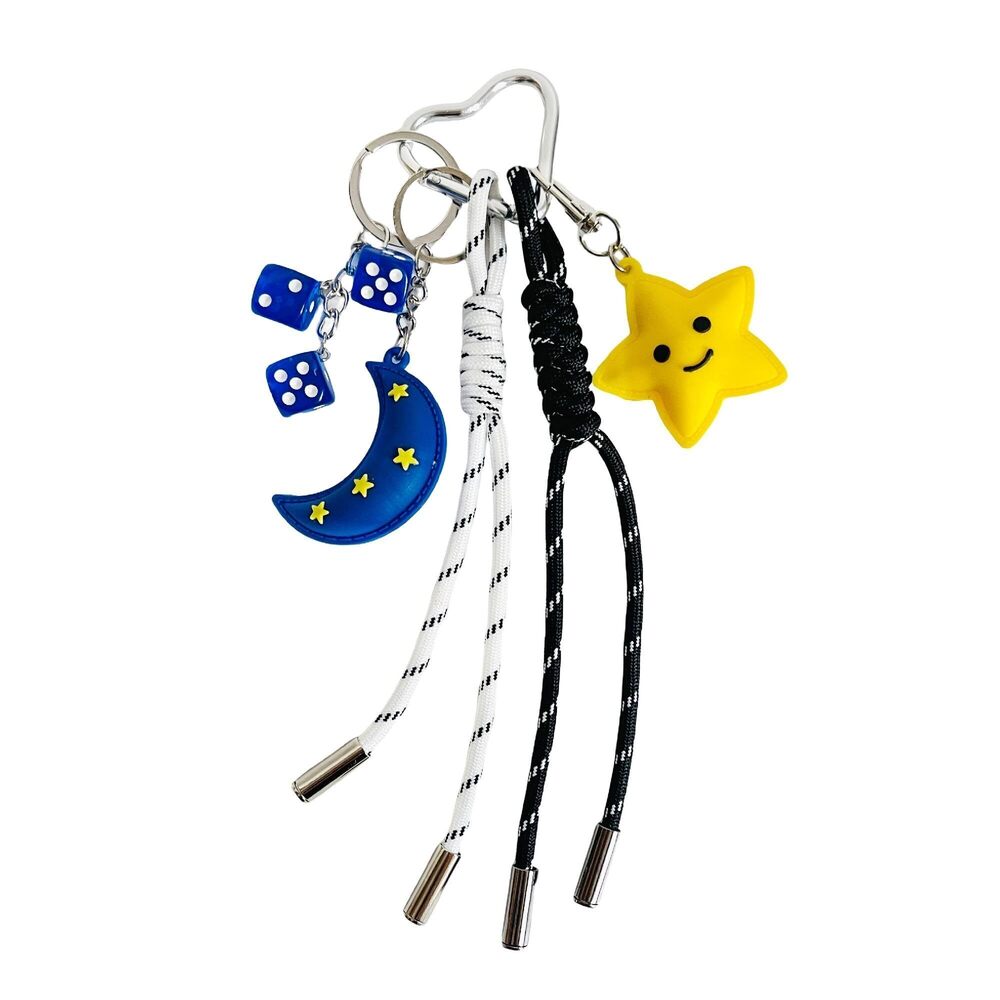 2690 Cute Moon Star Braided Keychain Bag Charms for Handbag Purse Backpack